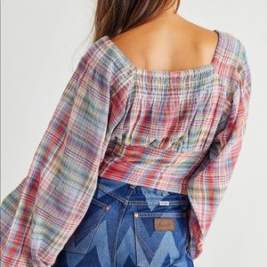 Free People Marlena Plaid Top